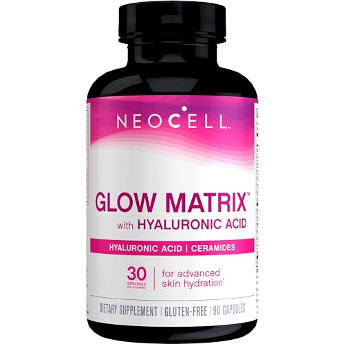 NeoCell Glow Matrix With Hyaluronic Acid Capsules, Essential Lubricant, Supports Tissue Hydration, Gluten Free, Unflavored, 90 Count, 1 Bottle