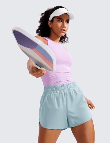 Image of CRZ YOGA Dolphin Athletic Shorts 3 inch | High Waisted, Mesh Liner, Quick Dry, Lightweight, A Zip Pocket, for Women