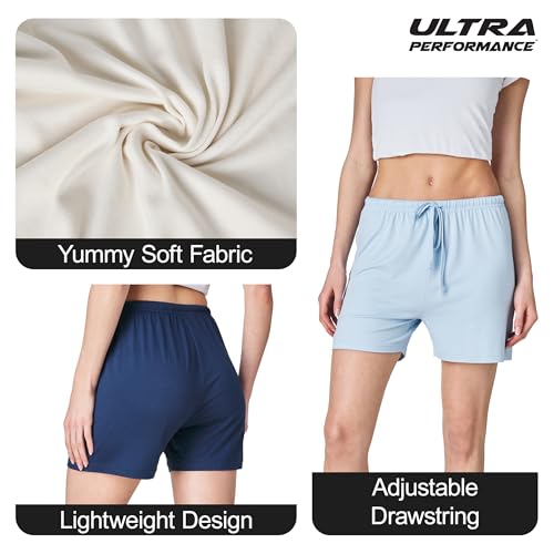 Image of Ultra Performance 3 Pack Womens Boxer Shorts Soft Pajama Sleep Lounge Short | 95% polyester, 5% spandex; moisture-wicking; ideal for sleeping, lounging, casual wear, pajama pj shorts, Yummy shorts women