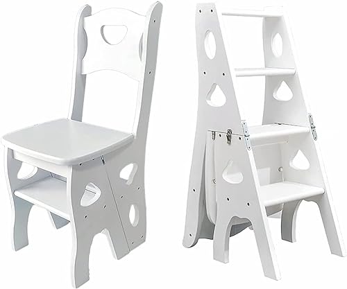 Escabeau pliable en bois portable 4 marches pour intérieur