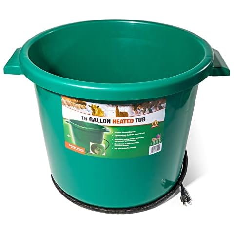 Farm Innovators Heated Bucket, Livestock Water Bowl with Heating Element, 16 Gallon Cover
