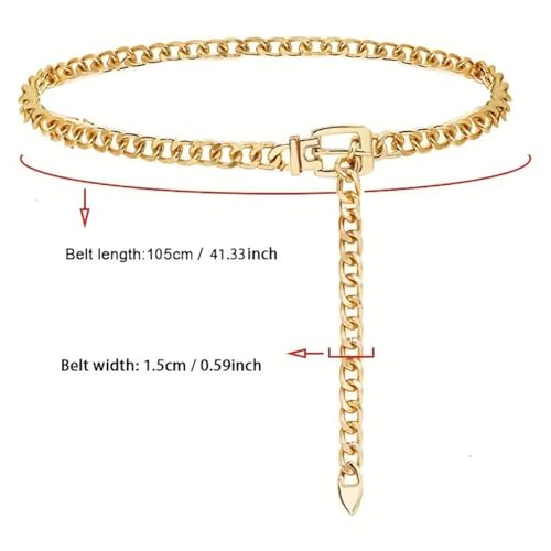 Women Gold Metal Waist Chain Belt - Fashion Adjustable Ladies Body Waist Link Dangling Belts for Jeans Dresses3