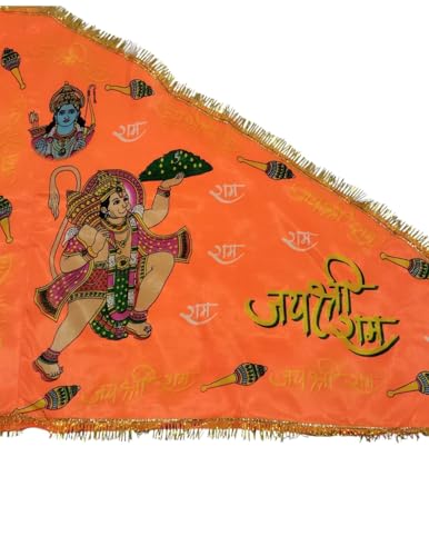 Image of BookMyCostume Religious & Spiritual Decoration Collection - Saffron Flags, Bunting Ladi, & Ethnic Stoles - Devotional Accessories for Temple, Festivals, Puja, Rallies & Daily Rituals