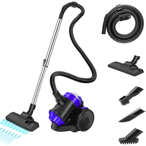 Aspiradora ciclónica de 1000 W, aspiradora sin bolsa, aspiradora de suelo con tecnología ciclónica, potente, compacta y ligera, cilindro de aspiradora con filtro HEPA, boquilla de suelo para suelos
