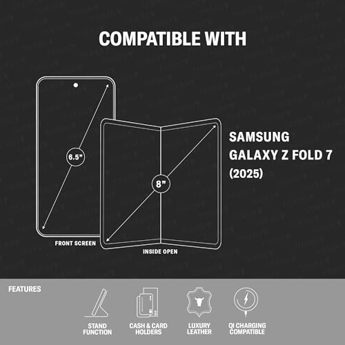Coque Samsung Z Fold7 TORRO Étui Portefeuille Cuir avec Support Rabattable