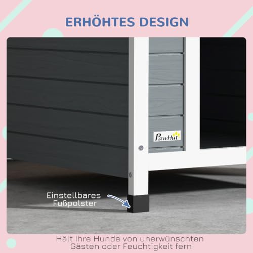 PawHut Hundehütte aus Holz mit Asphaltdach Outdoor 75 x 88 x 82 cm Grau