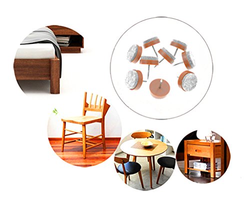 40pcs Furniture Felt Pad Round Heavy Duty Nail-on Slider Glide Pad Floor Protector for Wooden Furniture Chair Tables Leg Feet(Dia 1.1"/28mm,Brown)