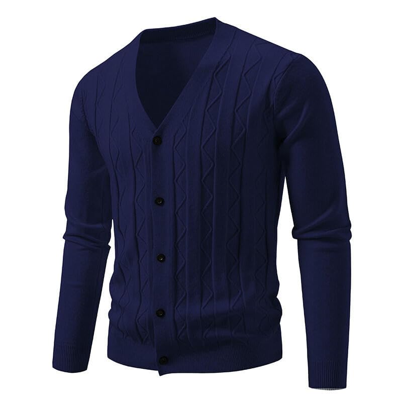 Men's Autumn Winter Jacquard Korean Style Trendy Casual Loose Stylish V-Neck Knit Cardigan3