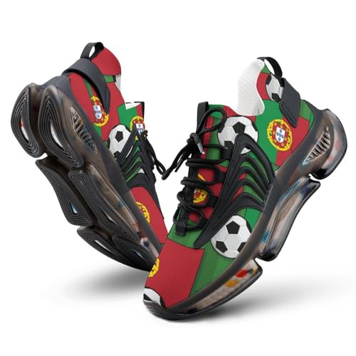 Portugal Football Soccer Pattern Sport Shoes for Men Women Non Slip Lightweight Breathable Walking Running Shoes