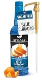 Syruvia Sugar Free Blue Curacao Syrup, Flavored Syrup for Cocktails, Drinks, Lemonades, Iced Teas, and Desserts – 25.4 fl oz - with Pump