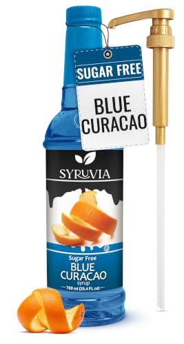 Syruvia Sugar Free Blue Curacao Syrup, Flavored Syrup for Cocktails,...