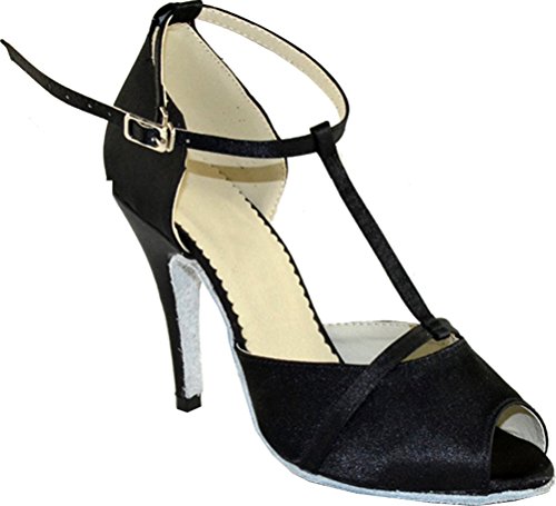 Chaussures de danse cha-cha en satin noir pour vos soirées latines