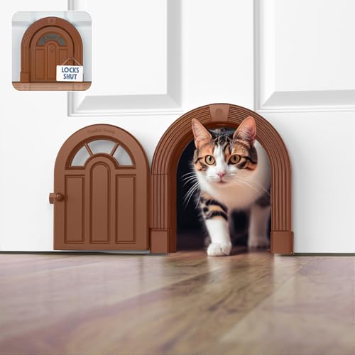 Purrfect Portal Meow Manor® Cat Door Interior Door - No-Flap, Fits Cats Up to 20 lbs, Easy DIY...