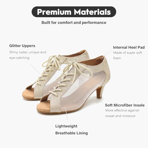 Ballroom Dance Shoes for Women Lightweight Breathable Mesh Professional Dancing Heels for Salsa Tango Flamenco Latin Jazz Swing Cuban Practice Performance2