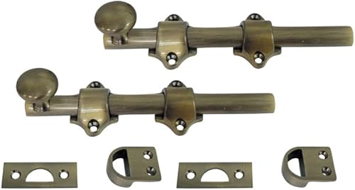 Miniatura 31 de QCAA Perno de puerta holandés de latón macizo, 36 ", latón pulido lacado, 1 paquete, hecho en Taiwán