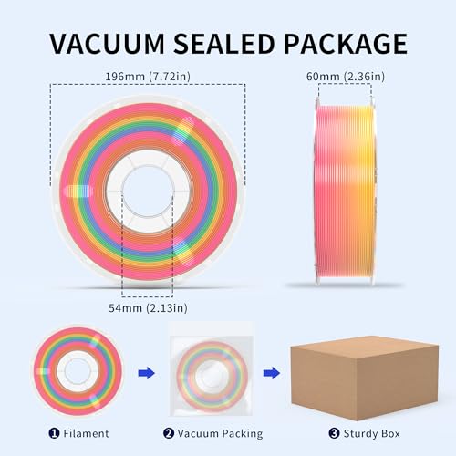 Image of RAMBERY Silk Rainbow PLA 3D Printer Filament Bundle, 10 Colors Total 10kg, 1.75mm Multicolor Gradient 3D Printing Filament for Most FDM 3D Printers, 1KG Spool (2.2lbs) x 10 PCS