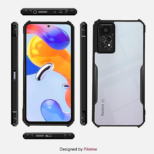 Image of Outlouders Back Cover for Redmi Note 11 Pro 5G /Note 11 Pro Plus 5G | Ultra Hybrid Transparent | Full Camera Protection | Raised Edge | Crystal Clear Bumper Case (Black)