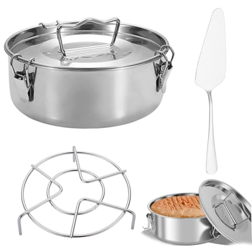 Molde para flan con tapa 1 juego de molde para flan de acero inoxidable con rejilla para vapor y espátula para pasteles Moldes redondos para hornear pasteles para hacer para pudín de tarta