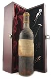 Chateau d' Yquem 1966 Sauternes (Dessert wine) in a silk lined wooden box with four wine accessories, 1 x 750ml