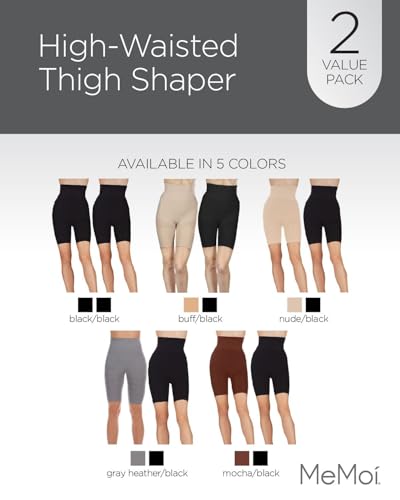 Image of MeMoi 2 Pair High-Waist Shapewear Shorts, Smooth Thigh Shaper Shorts, Comfortable Womens Shapewear - Sizes S-4X