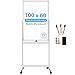 Produktbild Mobiles Whiteboard auf Rollen - 100 x 60 cm, Doppelseitig, Magnetisch, Drehrbar Whiteboard, Beschreibar, Trocken Abwischbar Weißtafel mit 1 Stiftablage, 3 Stifte, 6 Magnete, 1 Schwamm