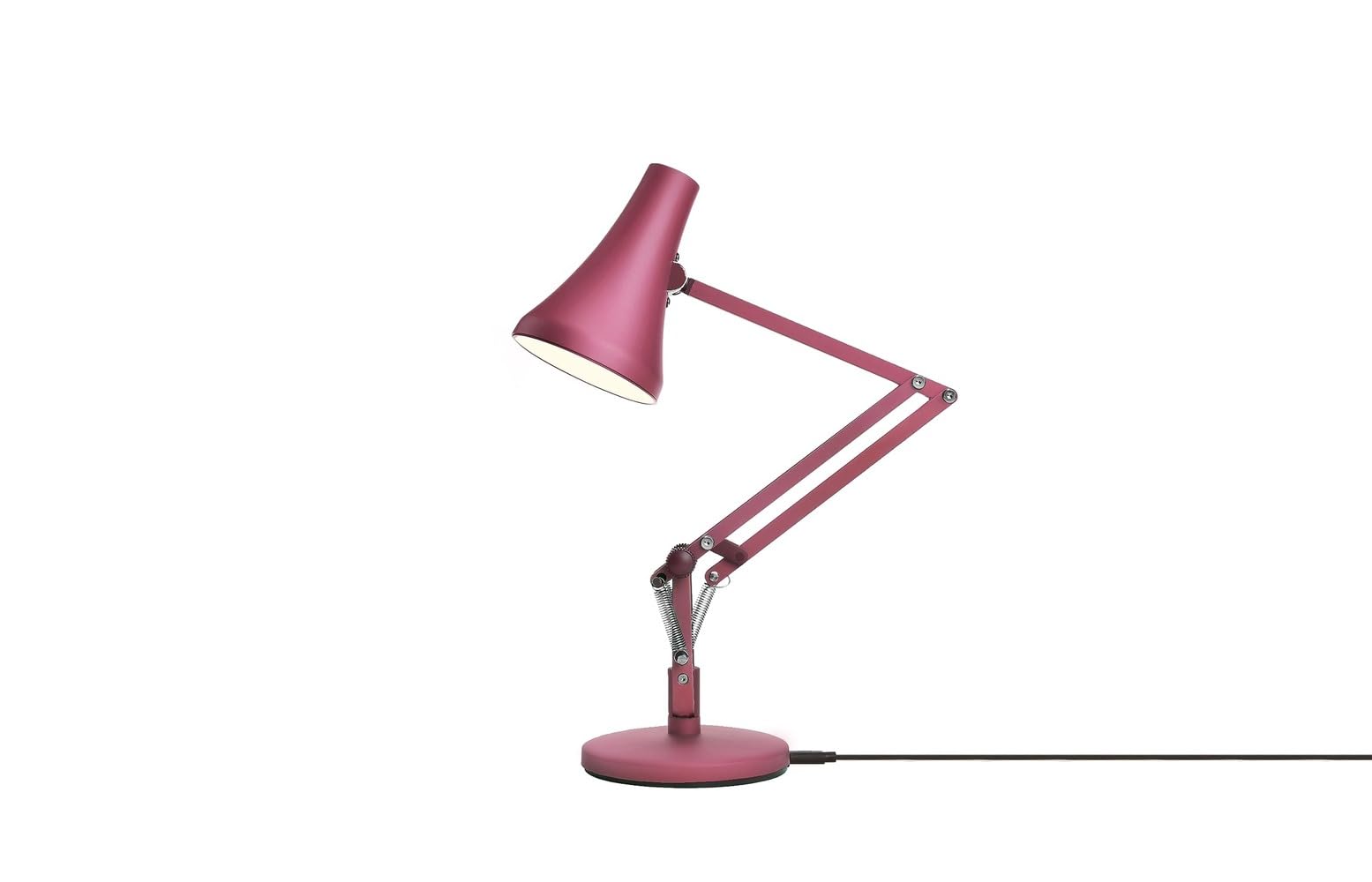 Anglepoise Berry Red 90 Mini Mini Desk Lamp, Led Low Energy Dimming Bulb, Usb Power Cable, Aluminium Shade And Arms, Anodised Satin Finish, Chrome Plated Fittings, Ideal For Small Spaces