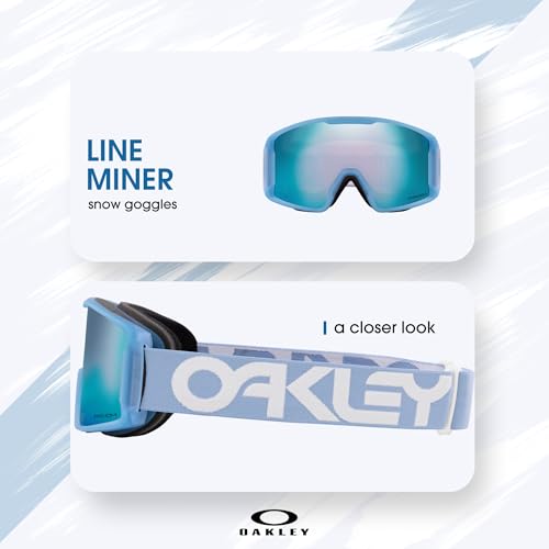 Image of Oakley Line Miner LARGE /MEDIUM Ski Goggles for Men for Women | In Matte Black, FP Black & Navy W Prizm Sapphire. Bonus kit: cleaning spray, cloth, screwdriver & mirror.