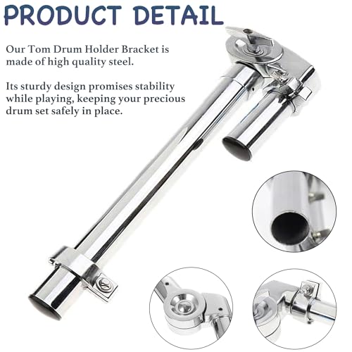 Tceapoo 2Pcs Tom Drum Holder Bracket, Percussion Stand Mount Tom Holder Musical Instrument Replacement Accessory, Tom Drum Holder Bracket for Tom Drum Percussion Instrument
