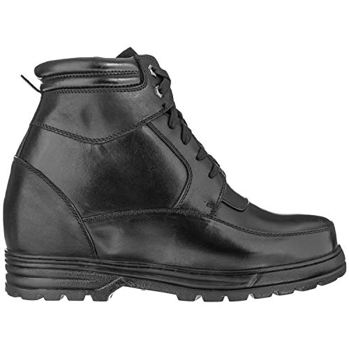 Calden Men's Invisible Height Increasing Elevator Shoes - Black Leather Lace-up Military Boots with Extra Tall - 5.2 Inches Taller - K881801 - Size 10 D(M) US2
