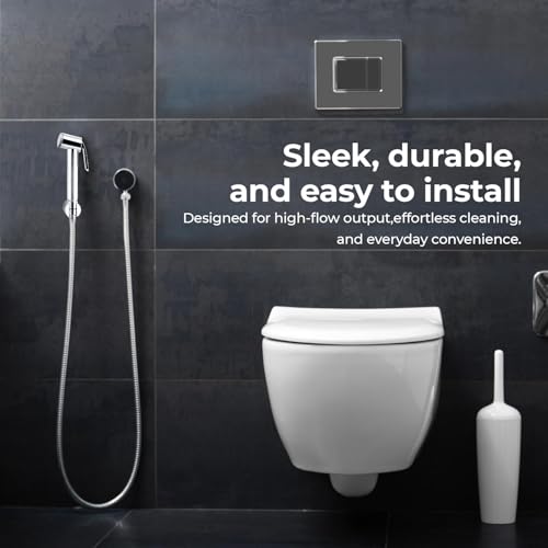 Image of Mila Health Faucet Primejet | ABS Chrome Handheld Bidet Spray| with 1.2m SS304 Hose Pipe | Modern Jet Spray for Toilet Hygiene | Anti-Slip Grip, Leak-Free, Easy Install | Bathroom Fitting