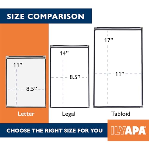 Image of Ilyapa 60 Pack of Restaurant Menu Covers 8.5 x 11 - Single Page Cover, 2 View Sleeves - Restaurant Plastic Menu Holder - Fits 8.5 x 11 Inch Paper