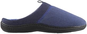 Isotoner Men's Open Back Slipper with Memory Foam and Indoor/Outdoor Sole, Microsuede Black