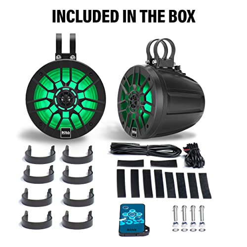Image of BOSS Audio Systems B6RGB ATV UTV Marine Roll Cage Waketower Speaker Pods - IPX6 Rated Weatherproof, Amplified, 6.5 Inch, Full Range, 2 Way, Bluetooth, RGB LED Illumination, Aux in, Sold in Pairs