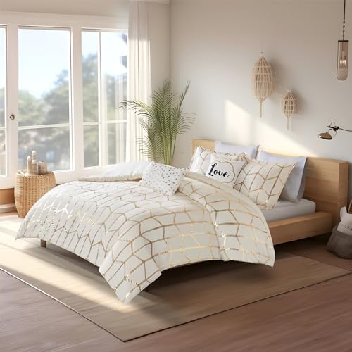 Gracie Mills Isabelle Metallic Geometric Duvet Cover Set - Thumbnail 5