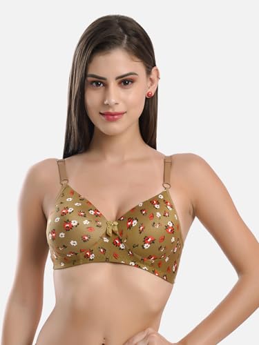 Image of FIMS - Fashion is my style Women Cotton Blend Floral Lightly Padded Bra Non-Wired Full Coverage Multicolor Cup- B