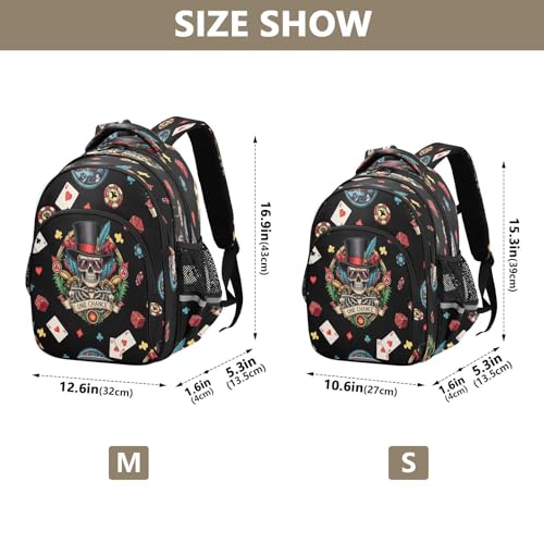 15 Inch Backpack for Kids, Kids Backpack Girls Elementary School, Vintage Skeleton Feathers Black4