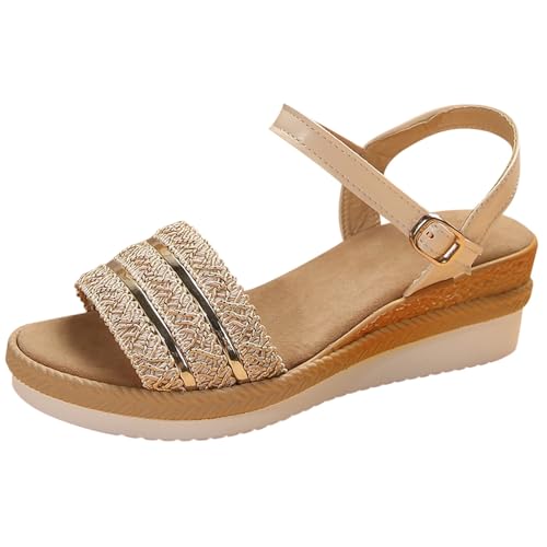 Sandales compensées pour femme avec sangle tissée : l'artisanat élégant de l'espadrille d'été