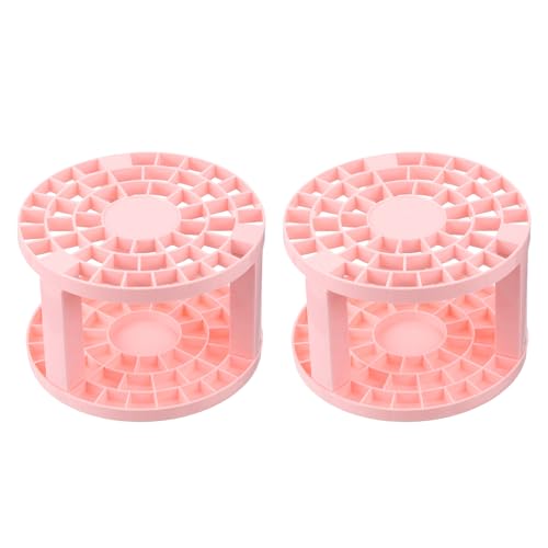 Image of PATIKIL 2pcs Minimalist Pink Paint Brush Holder, 49 Holes Plastic Storage Desk Stand for Artist Desk Makeup Pencil