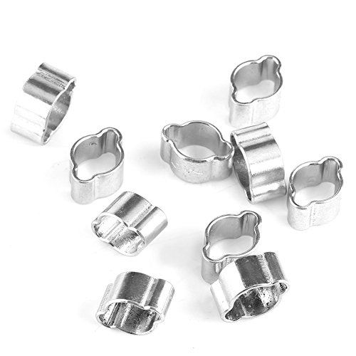Hose Clip, 10Pcs Zinc Plated Iron Galvanized 2 Ear Hose Clamp, Hose Fastener for Secure Fuel/Petrol Tube Fastening(17 20MM)