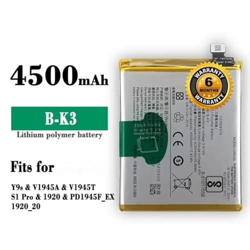 Image of Original B-K3 Battery for Vivo S1Y9s /V1945A /V1945T /1920 /PD1945F EX 1920 20 for /Y9S, S1 Pro, 1920, Y9S Battery with 6 Month Warranty**** (N0032)