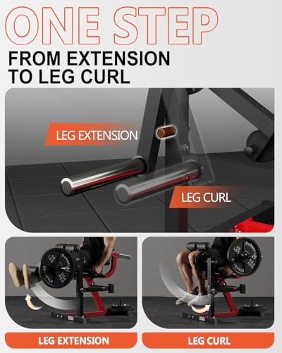 GMWD Leg Extension and Curl Machine, Lower Body Special Leg Machine, Adjustable Leg Exercise Bench with Plate Loaded, Leg Rotary Extension for Thigh, Home Gym Weight Machine