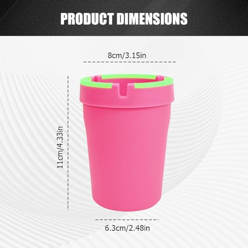 Image of Glow in The Dark Ashtray, Car Ashtray, Cigarette Self-Extinguishing Car Cup Holder Ashtrays with Lid, Universal Portable Mini Vehicle Cigarette Trash Can Auto Accessories for Cars (Pink)