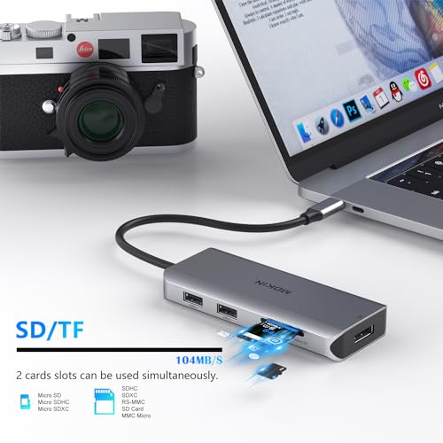 Image of Docking Station, USB C Adapter, 9 in 1 Triple Display Multiport Dongle with 2 HDMI 4K, DisplayPort, 3 USB, 100W PD, SD /Micro SD Card Reader for MacBook Pro Air Type C Laptops