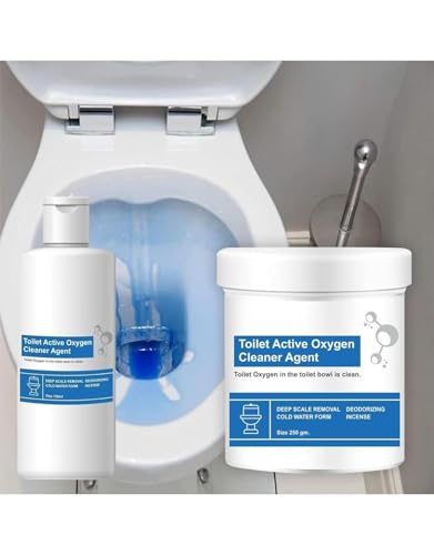 Image of Toilet Active Oxygen Agent Cleaner Toilet Powder with Super Active Cleaning Liquid Agent, Can Effectively Remove Stubborn Dirt from Etc- 250 Gram+100 Ml (WHITE)