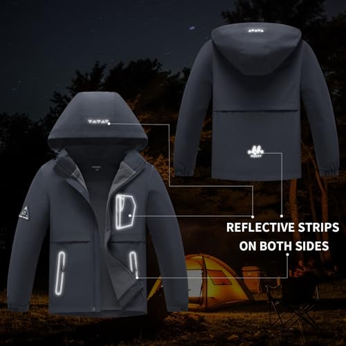 Image of MGEOY Boys Girls Rain Jacket Lightweight Waterproof Hooded Fleece Lined Raincoat Windbreakers for Kids