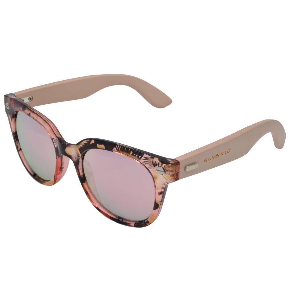 Gamswild WM1328 Sonnenbrille Bambus Modebrille Brille Damen Herren Unisex | rot-orange | grün | pink