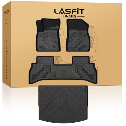 Image of LASFIT Floor Mats & Cargo Liner for Chevrolet Chevy Trailblazer 2021-2026 | Only Fit FWD & Cargo in Upper Deck Position, All Weather TPE, Custom Fit Full Set , Easy to Wash, Durable Black Car Mats