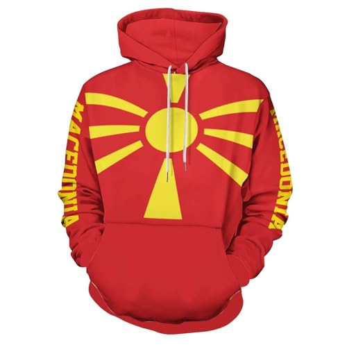Sweat Macédoine du Nord homme idée cadeau originale pull à capuche imprimé 3D rouge