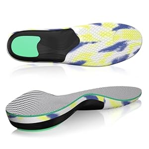Mugust Arch Support Shoe Insoles for Men and Women, Plantar Fasciitis Relief Insoles for Flat Feet, Normal feet, Achilles Tendinitis, Bone Spurs, Heel and Foot Pain Relief (Colorful,S)