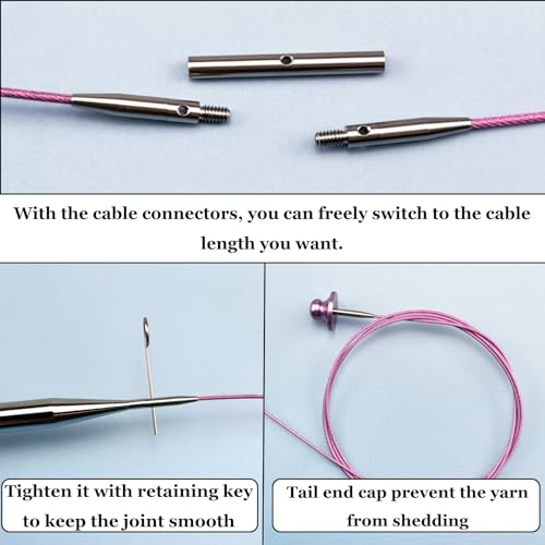 Image of Hobekoee Tunisian Crochet Hooks Set with Cable,12 Size Aluminium Interchangeable Crochet Hook Set Inline Crochet Hooks Afghan Crochet Needles 3mm-10mm